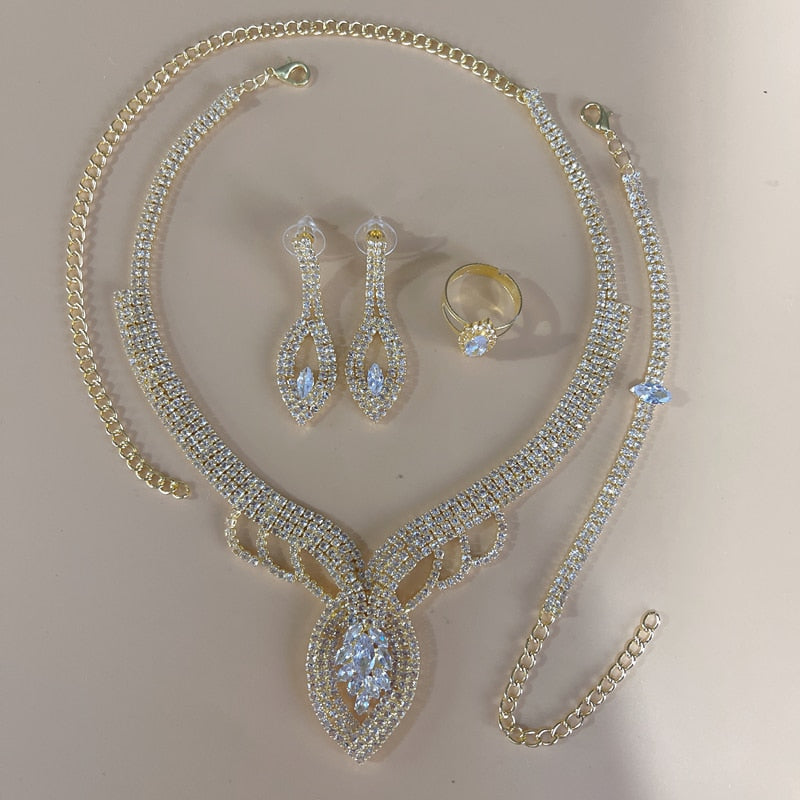 Silver Color Rhinestone Crystal Bridal Jewelry Sets