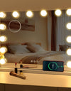 LED Large Makeup Mirror with 14 Dimmable Bulbs Hollywood Lighting and Charging Ports