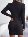 Sexy Openwork Twist Waist Hip Skirt Sweater Dress
