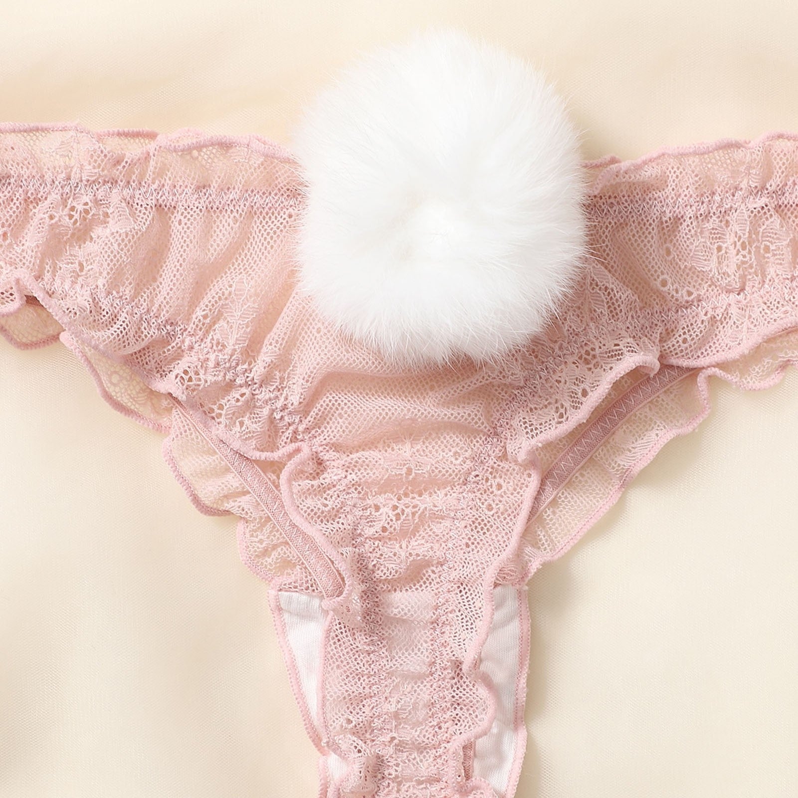 Cute Rabbit Tail Sexy Lace Panties