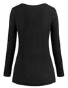 Cowl Neck Mock Button Long Sleeve Marled Top
