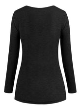 Load image into Gallery viewer, Cowl Neck Mock Button Long Sleeve Marled Top
