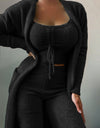 Warm Soft Fleece 3 Pieces Crop Top+Long Pants+Coat