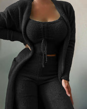 Load image into Gallery viewer, Warm Soft Fleece 3 Pieces Crop Top+Long Pants+Coat
