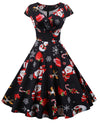 Short Sleeve V Neck Elegant Christmas Party Dress