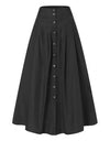 Casual Loose Hem Button A-line Long Skirt