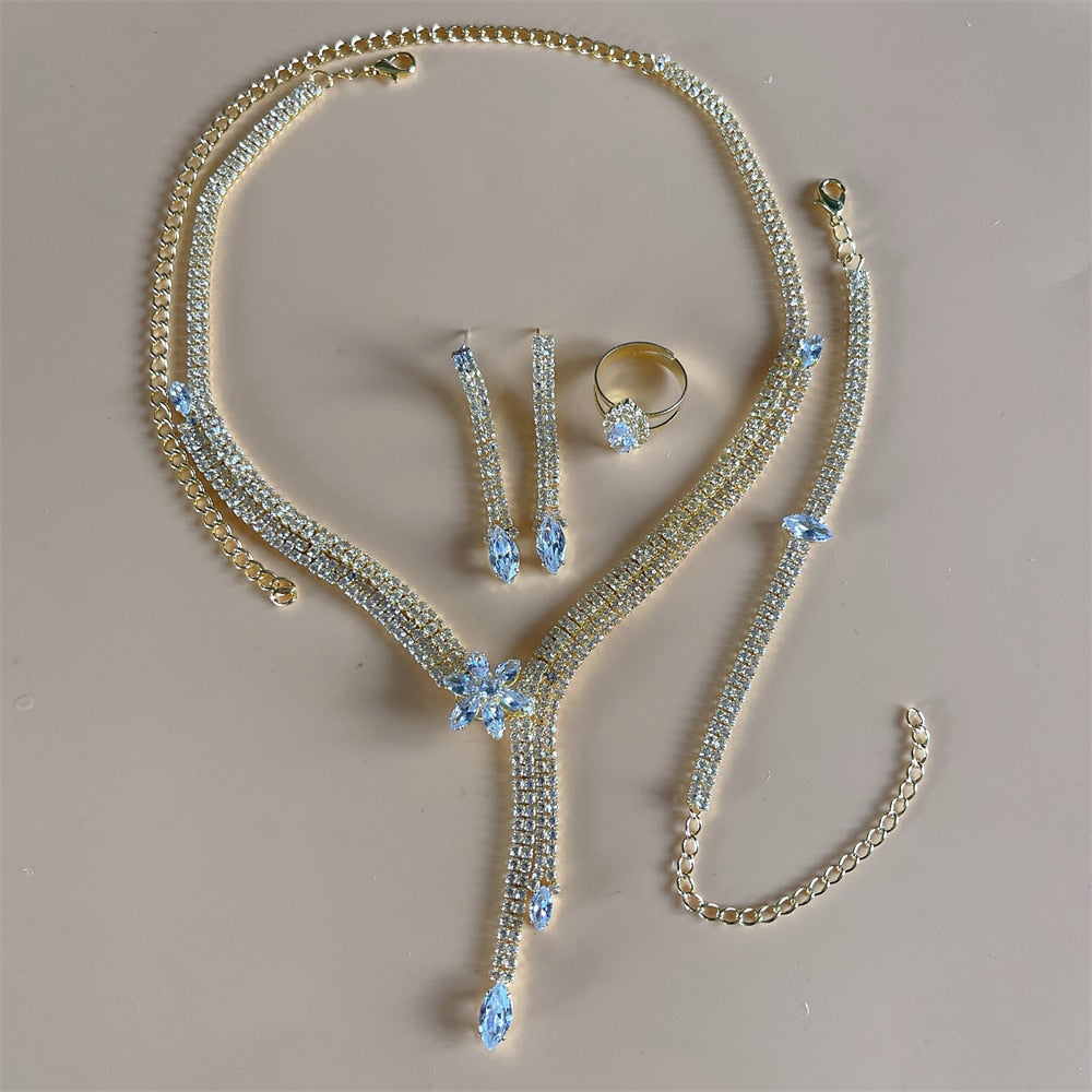 Silver Color Rhinestone Crystal Bridal Jewelry Sets
