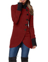 Autumn/Winter Solid Color Single Breasted Spliced Long Sleeve Coat
