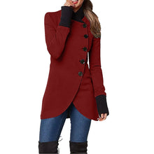 Load image into Gallery viewer, Autumn/Winter Solid Color Single Breasted Spliced Long Sleeve Coat
