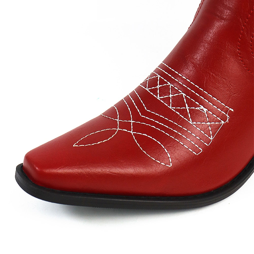 Heart Pointed Toe Embroidery Cowgirl Western Boots