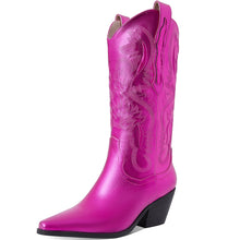 将图片加载到图库查看器，Embroidered Metallic Western Women&#39;s Cowboy boots
