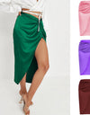 Silk Satin Skirt with Side Slit