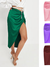 Load image into Gallery viewer, Silk Satin Skirt with Side Slit
