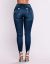 Women's Butt Lifting Skinny Denim Jeans High Waist Pencil Jean Stretchy Distressed Slim Trousers Destroyed Ripped Jean Oversized