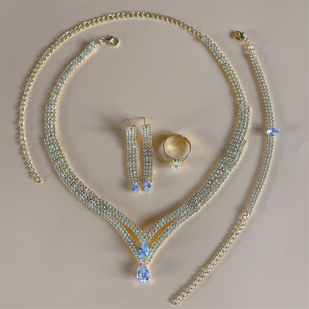 Silver Color Rhinestone Crystal Bridal Jewelry Sets