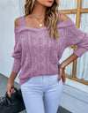 Off Shoulder Twist Pullover Sweater