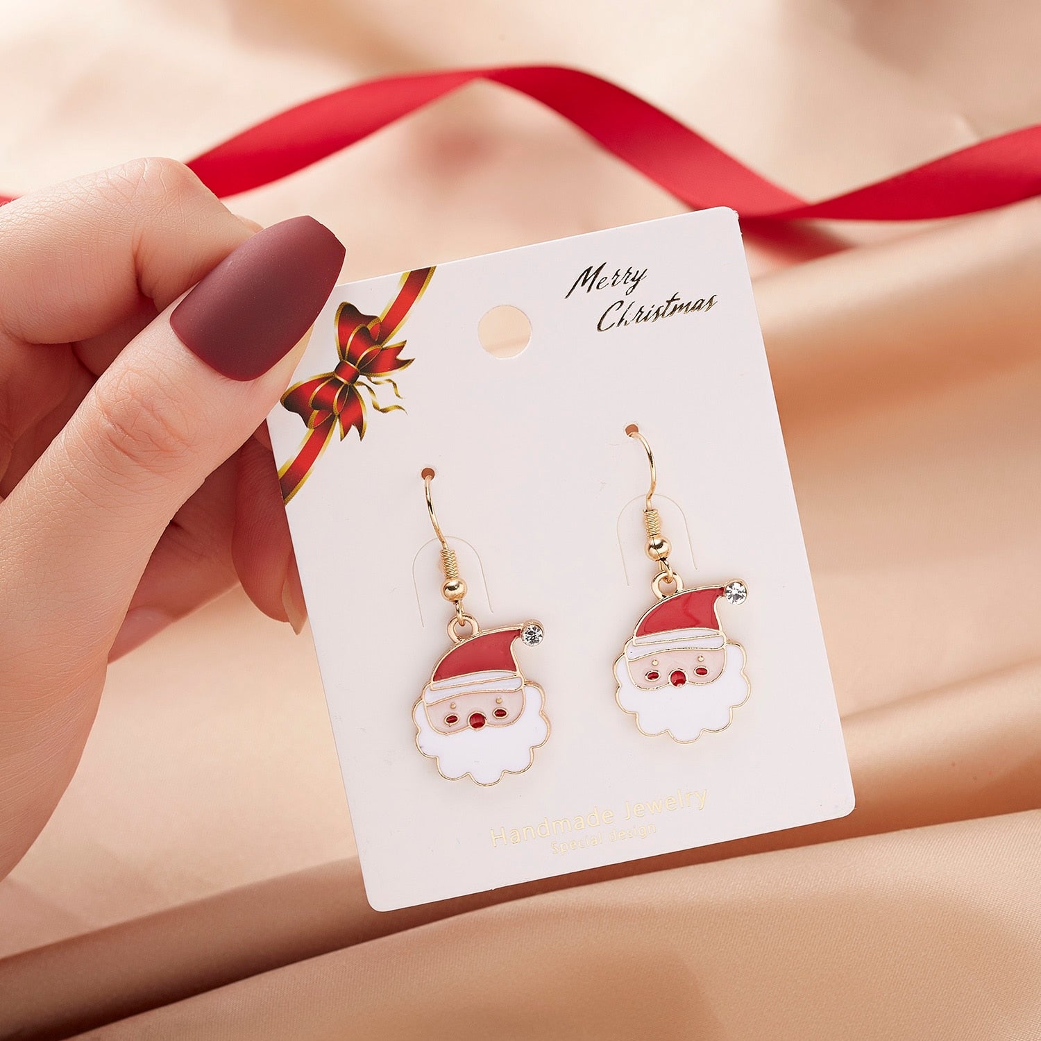 Fashion Green Red Color Star Ball Christmas Earring Women