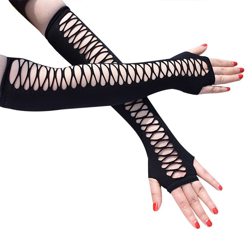 Elastic Fingerless Mesh Gloves