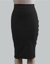 Midi Pencil High Waist Denim Button Skirt