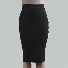 Load image into Gallery viewer, Midi Pencil High Waist Denim Button Skirt
