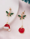 Fashion Green Red Color Star Ball Christmas Earring Women