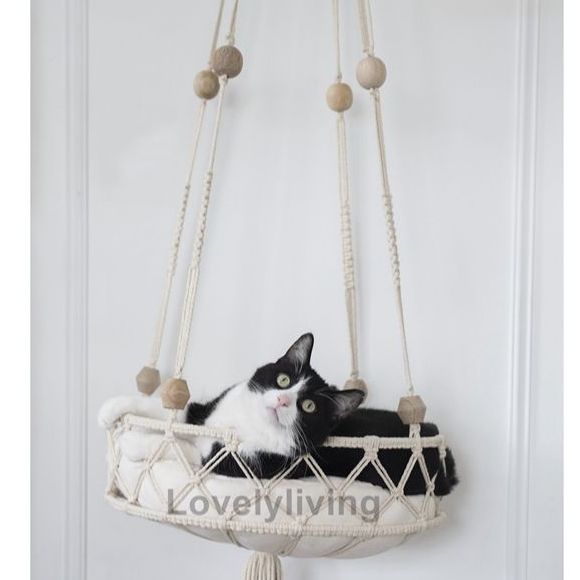 Big 40x120cm Cat Hammock Window Macramé Pet Bed