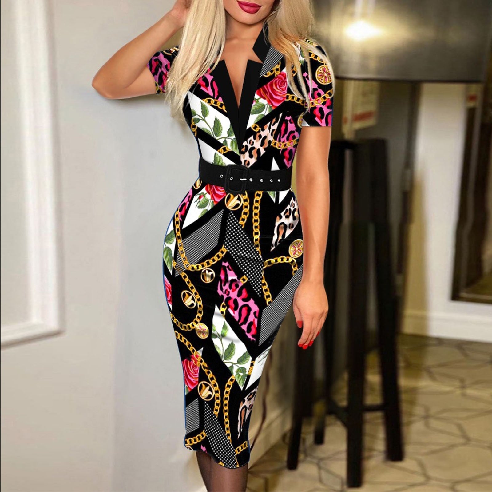 Casual Elegant Fashion Print Work Dress