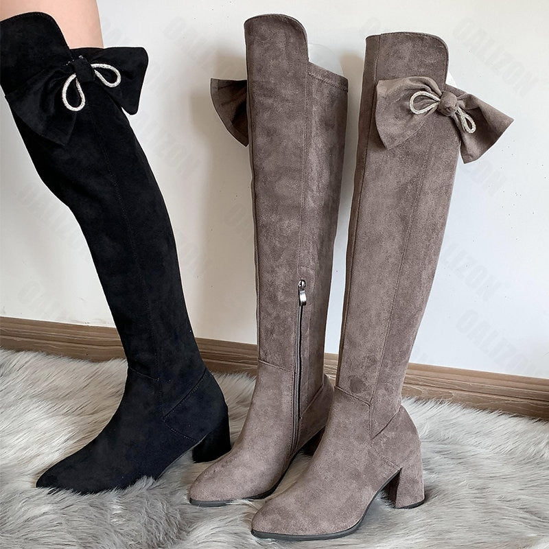 Knee High Suede Chelsea Boots