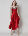 Long Chemise Lace Satin Nightgown