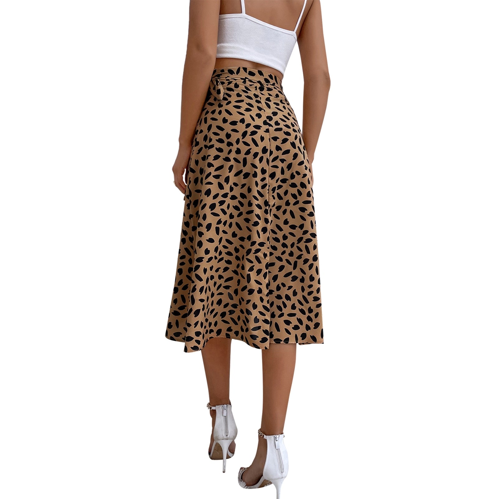 Midi A-Line High Waist Split Wrap Skirt