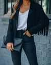 Fringed Hem Tassel Cardigan Crop Top