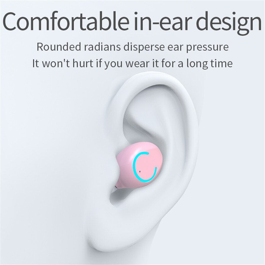 F9 TWS Bluetooth 5.0 Wireless Earphone Pink 2200mAh Charging Box