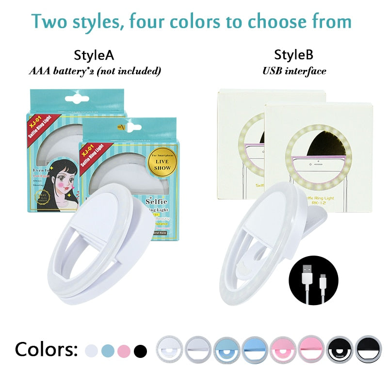 USB/Battery Powered Led Selfie Ring Light for Mobile Phone 8 cm