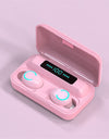 F9 TWS Bluetooth 5.0 Wireless Earphone Pink 2200mAh Charging Box