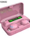 F9 TWS Bluetooth 5.0 Wireless Earphone Pink 2200mAh Charging Box