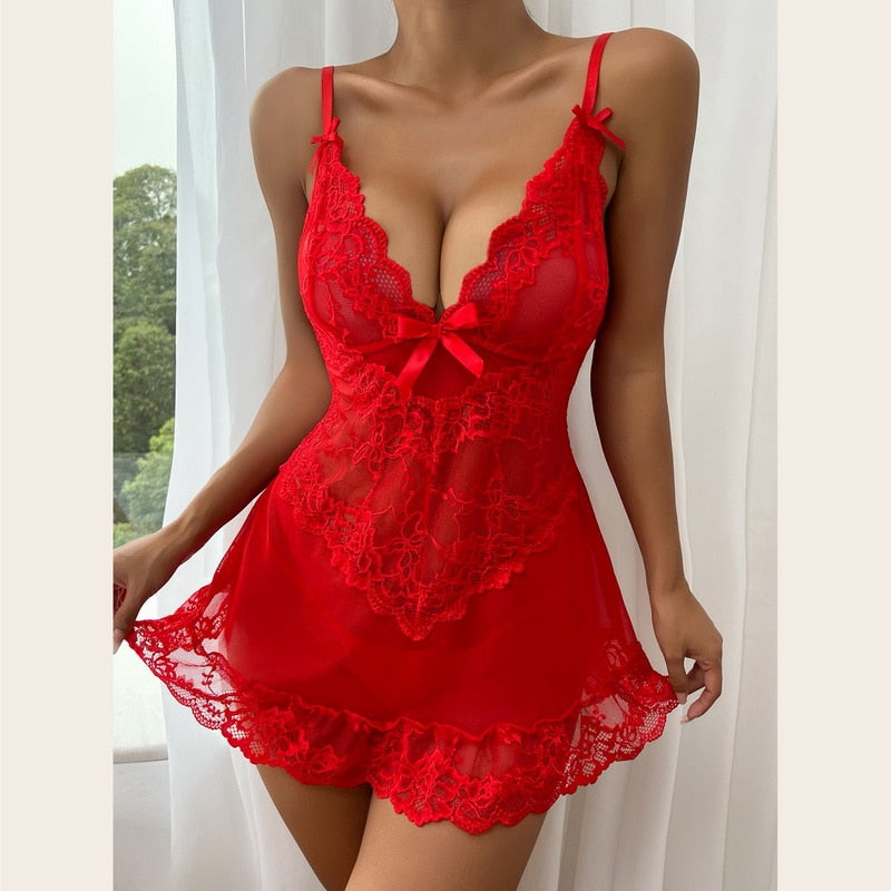 Satin Lace Sexy Sling Nightdress
