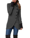 Autumn/Winter Solid Color Single Breasted Spliced Long Sleeve Coat