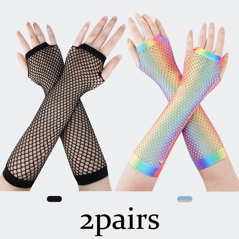 Fishnet Fingerless Long Gloves