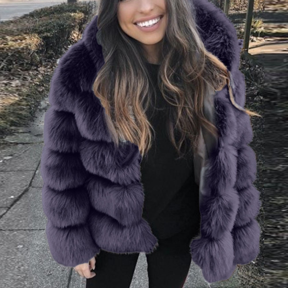 High Quality Warm Thick Hooded Fur Winter Coat