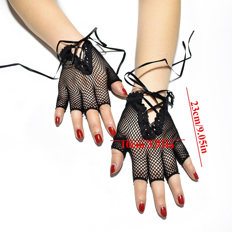Elastic Fingerless Mesh Gloves