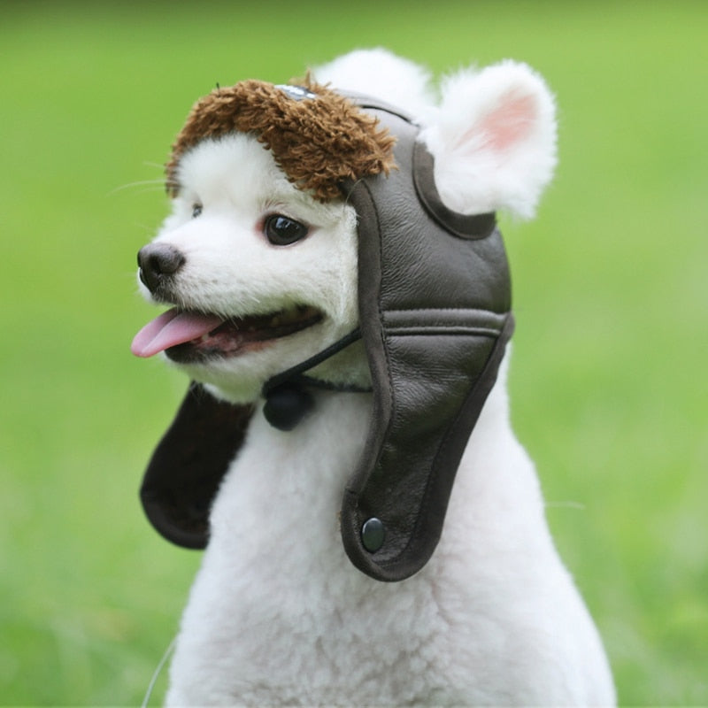 Warm Leather Dog Pilot Hat