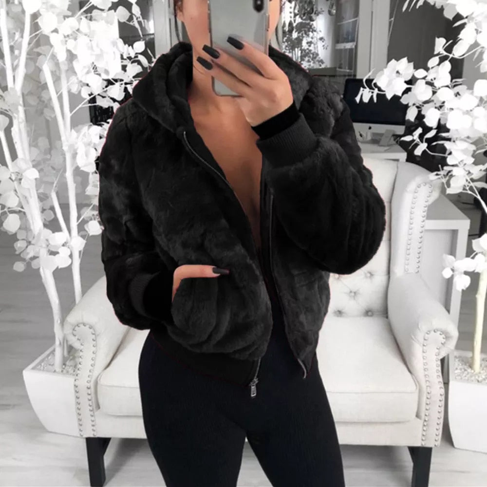 New Faux Fur Coat With Hood