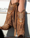 Square Heel Square Toe Slip-On Retro Mid-Calf Boots