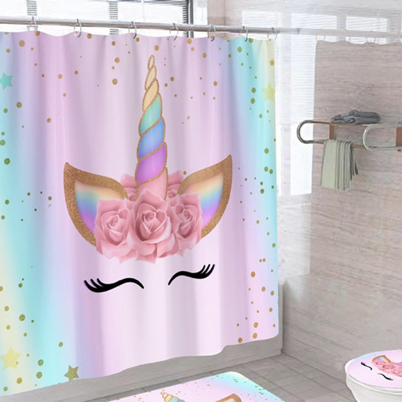 Stylish Rose Gold Eyelash Makeup Print Bath Curtain