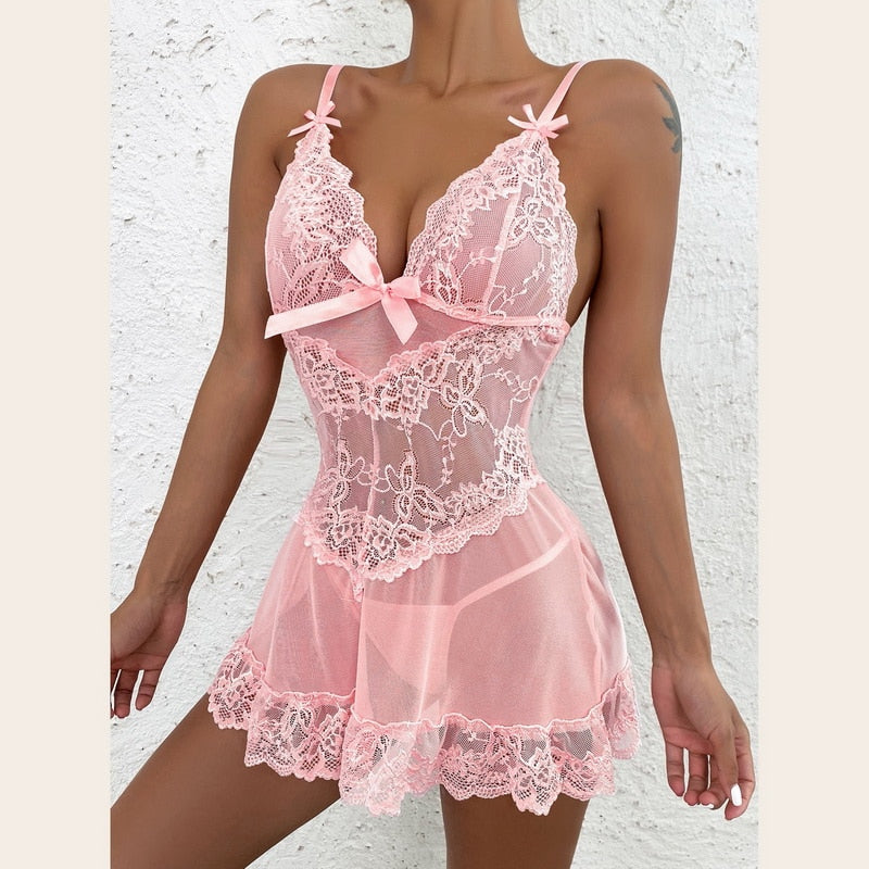 Satin Lace Sexy Sling Nightdress