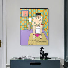 Load image into Gallery viewer, Canvas Wall Art Abstract Girl Bathroom Illustration
