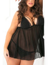 Plus Size Lingerie Floral Lace Night Dress With Thong Set