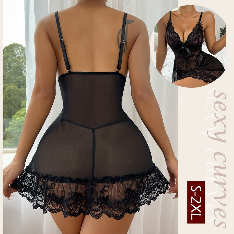 Satin Lace Sexy Sling Nightdress