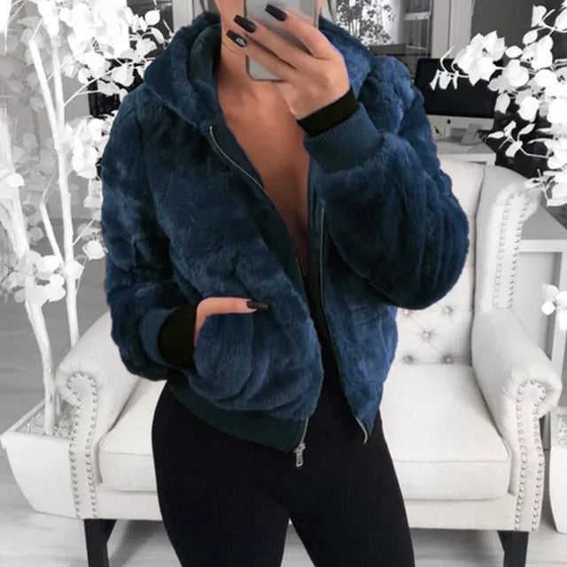 New Faux Fur Coat With Hood