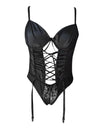 Black Lace Up Corset Top and Panty Bandage Lingerie Bustier